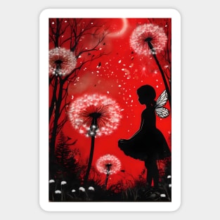 Celestial Whispers: Innocence Under the Crimson Sky Sticker